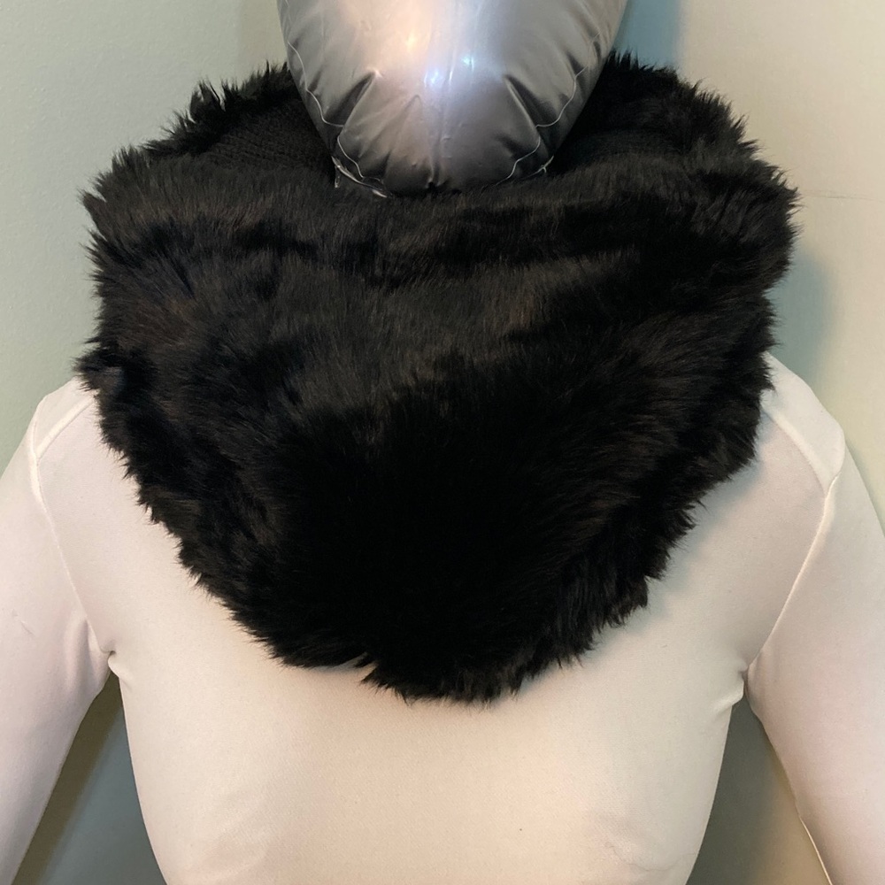 Black Faux Fur Neck Warmer Scarf - Women Accessories